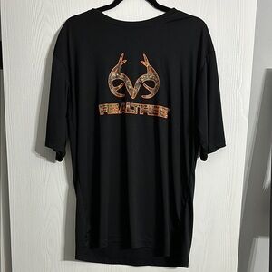 Realtree Black Short Sleeve Tee with Antler Graphic